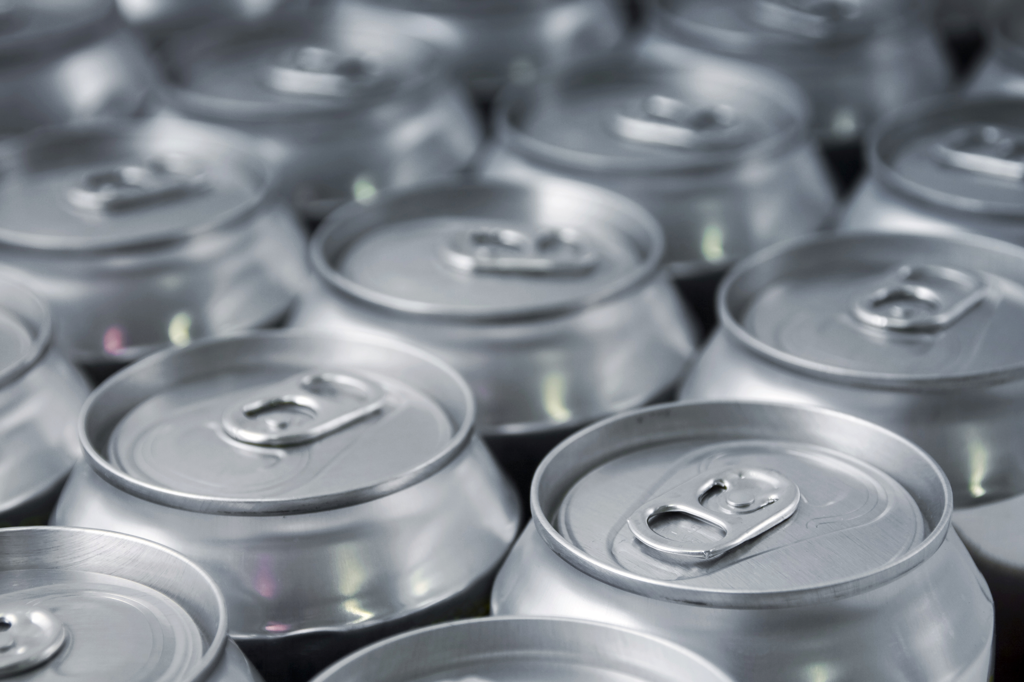 Rows of aluminum cans