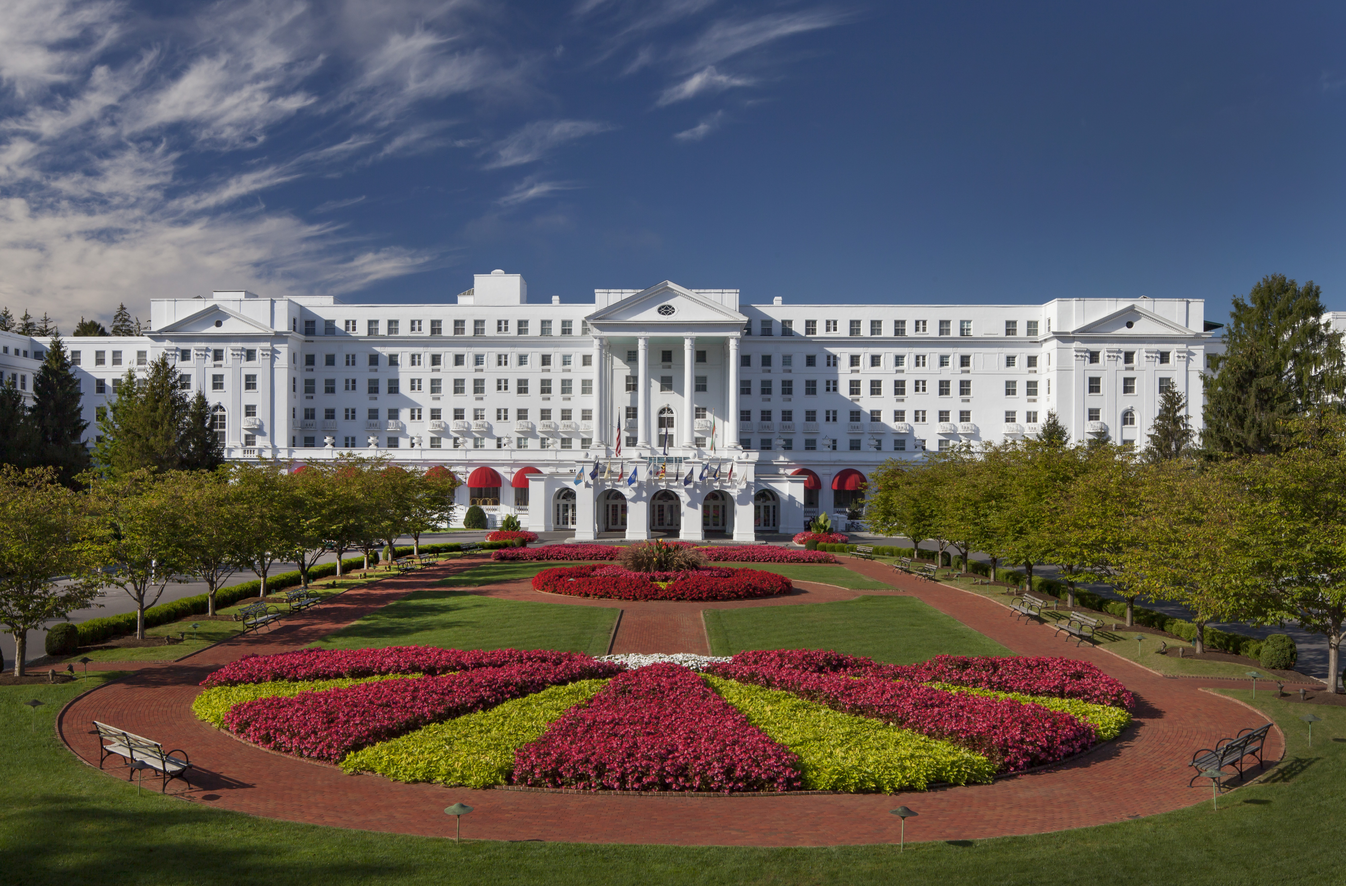 Front entrance of the Greenbrier hotel in West Virginia