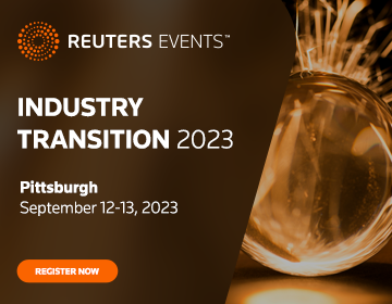 Graphic showing Reuters Events: Industry Transition 2023. Pittsburgh from Sept. 12-13, 2023. Register now