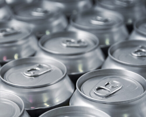 Rows of aluminum cans