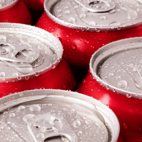 Aluminum beverage can sweating stock image